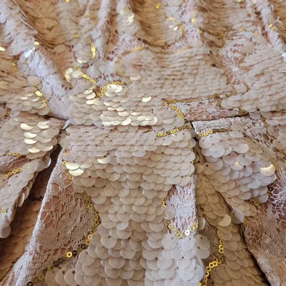 Eva Franco Sugarberry Sequin Lace Mini Dress Size 8 Blush Pink Hand-Embellished - Picture 14 of 16